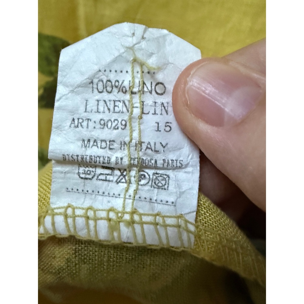 Lagenlook Nina Kendosa Paris Yellow Floral 100% Linen Boxy Top Made in Italy - Picture 7 of 9